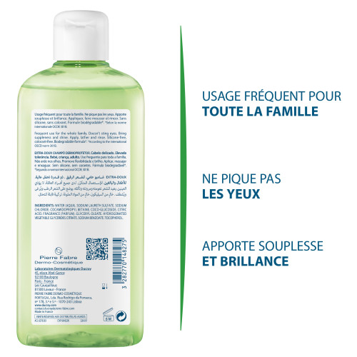 Ducray Shampooing Extra-Doux 2x400ml - Doux, Hydratant, Biodégradable