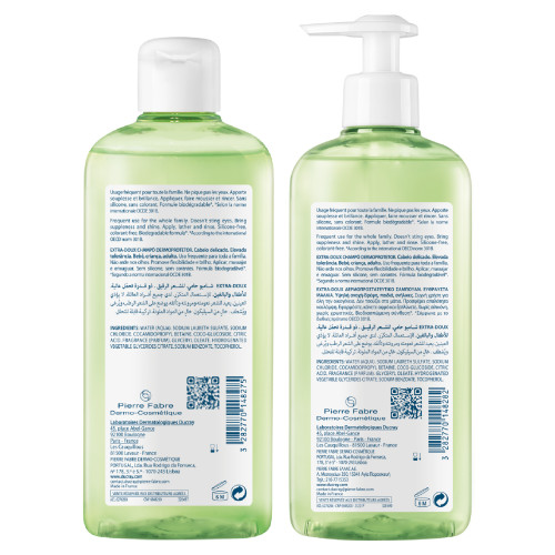 Ducray Shampooing Extra-Doux 2x400ml - Doux, Hydratant, Biodégradable