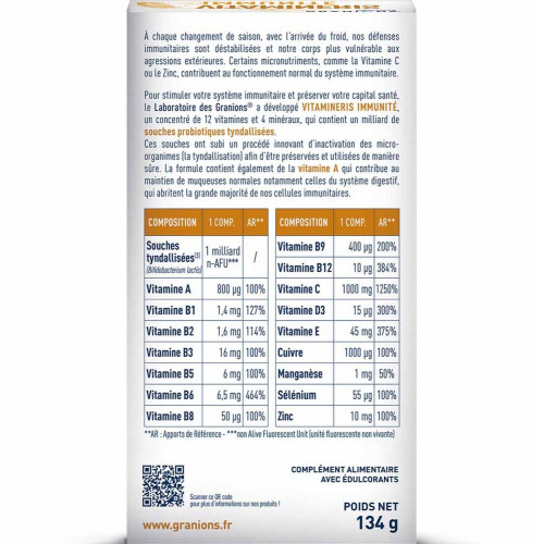 Granions Immunité 1000mg 30 Comprimés - Booste Système Immunitaire