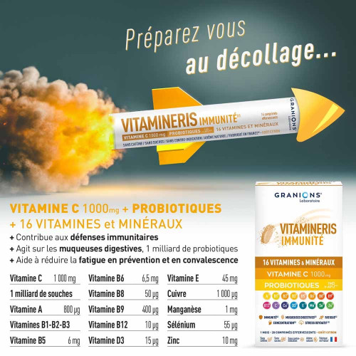 Granions Immunité 1000mg 30 Comprimés - Booste Système Immunitaire