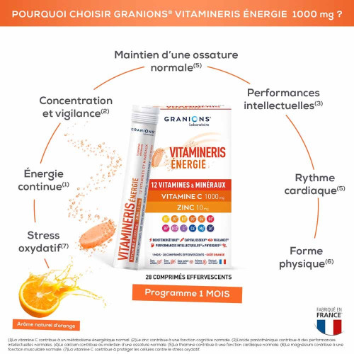 GRANIONS Vitamineris Énergie 1000mg - Boost Forme et Mental