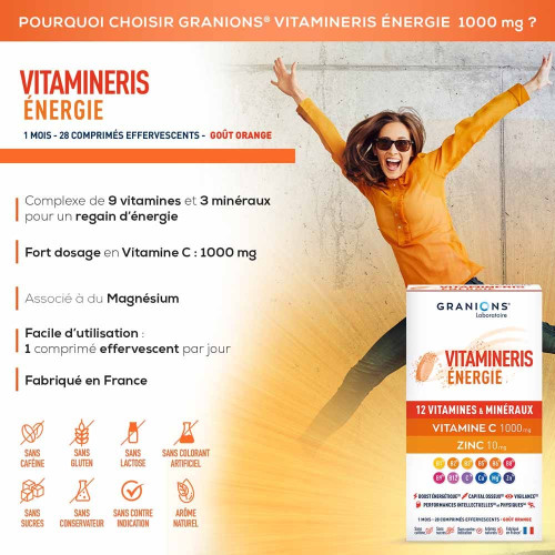GRANIONS Vitamineris Énergie 1000mg - Boost Forme et Mental