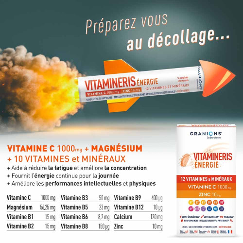 GRANIONS Vitamineris Énergie 1000mg - Boost Forme et Mental