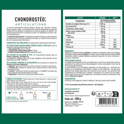 CHONDROSTÉO+ Collagène Marin 280g Articulations Fruits des bois