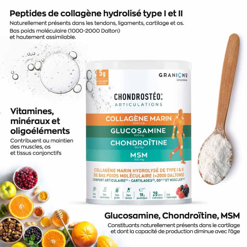CHONDROSTÉO+ Collagène Marin 280g Articulations Fruits des bois