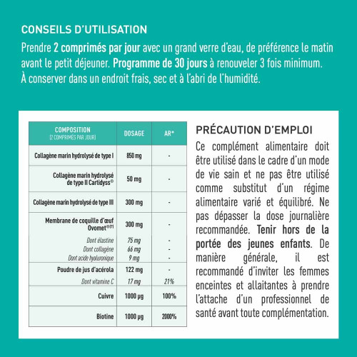 Collagène Multi Type I-II-III-V-X 60 comprimés