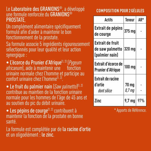 Granions Prostate 40 gélules Confort Urinaire Santé Masculine Pharma360