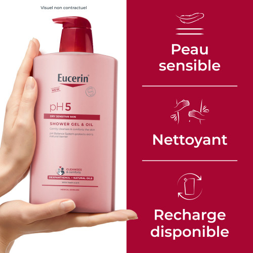 Eucerin Gel Huile Douche pH5 1L Peau Sensible Hydratée Pharma360