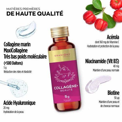 Granions Collagène Beauté 8 shots Peau Lisse et Éclatante Pharma360