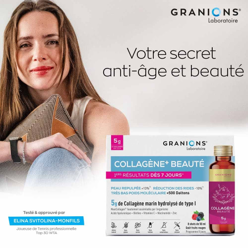 Granions Collagène Beauté 8 shots Peau Lisse et Éclatante Pharma360