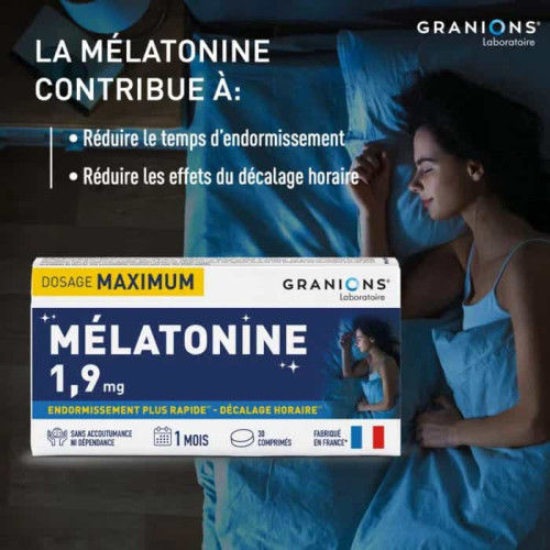 Granions Mélatonine 1,9 mg 30 comprimés Sommeil rapide Pharma360