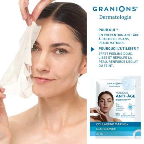 Granions Masque Éclat Seconde Peau Anti-Âge Hydratant Intense Pharma360