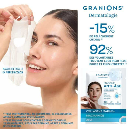 Granions Masque Éclat Seconde Peau Anti-Âge Hydratant Intense Pharma360