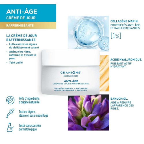 Granions Crème Raffermissante Anti-Âge Jour 50ml Peau Ferme Éclatante