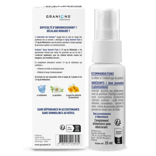 Granions Sommeil Flash Mélatonine 25ml Endormissement Rapide Pharma360