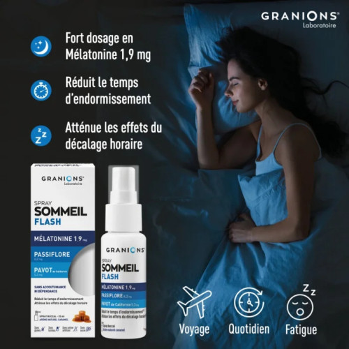 Granions Sommeil Flash Mélatonine 25ml Endormissement Rapide Pharma360
