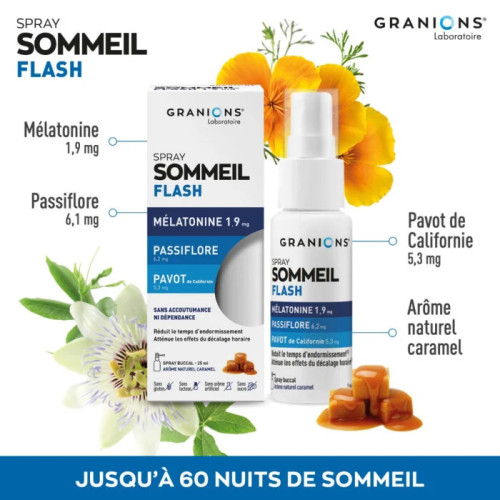 Granions Sommeil Flash Mélatonine 25ml Endormissement Rapide Pharma360