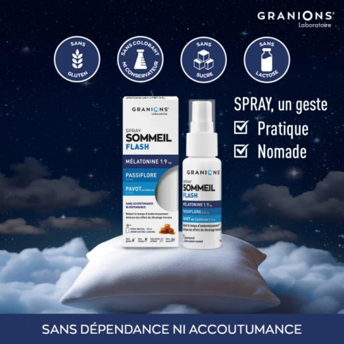 Granions Sommeil Flash Mélatonine 25ml Endormissement Rapide Pharma360