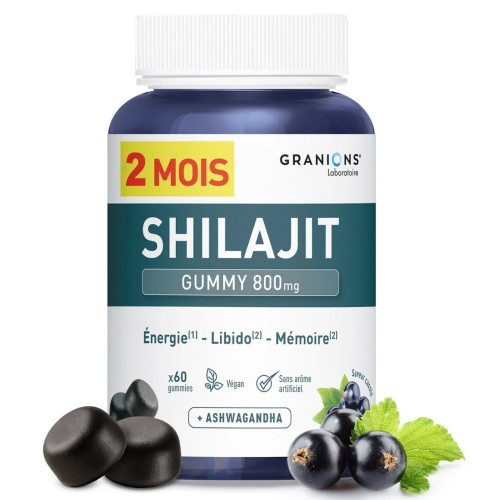 Granions Shilajit 800 mg 60 Gummies Boost Énergie Libido Mémoire