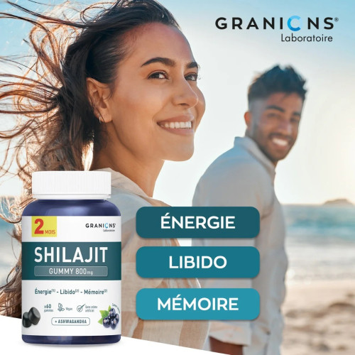 Granions Shilajit 800 mg 60 Gummies Boost Énergie Libido Mémoire