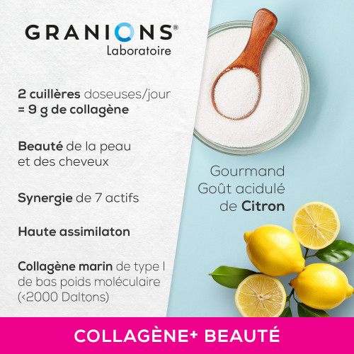 Granions Collagène+ Beauté Citron 250g Peau Ferme Cheveux Brillants