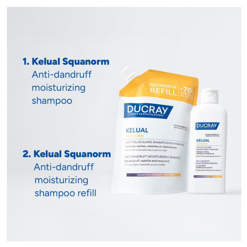 Ducray Kelual Squanorm Shampooing 400 ml Élimine Pellicules Sèches