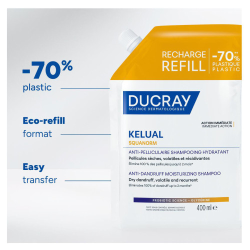 Ducray Kelual Squanorm Shampooing 400 ml Élimine Pellicules Sèches