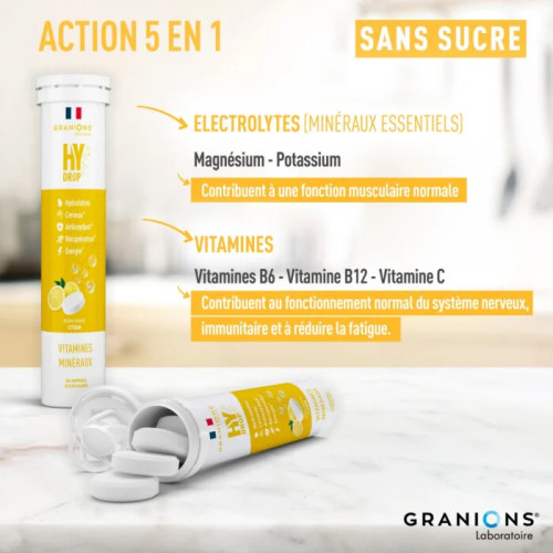Granions HyDrop 20 Comprimés Effervescents Hydratation Vitamines