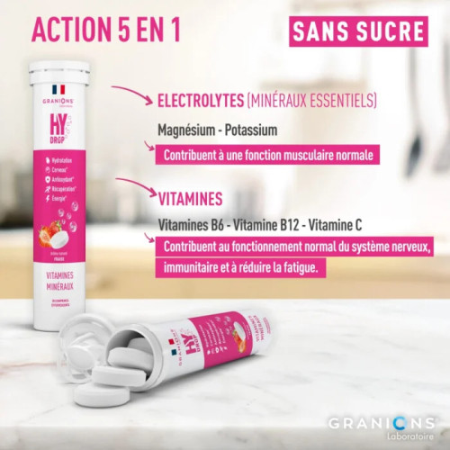Granions HyDrop 20 Comprimés Effervescents Hydratation Vitamines