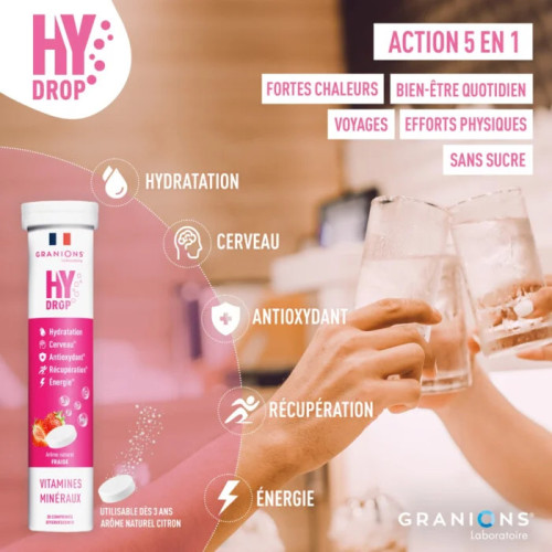 Granions HyDrop 20 Comprimés Effervescents Hydratation Vitamines