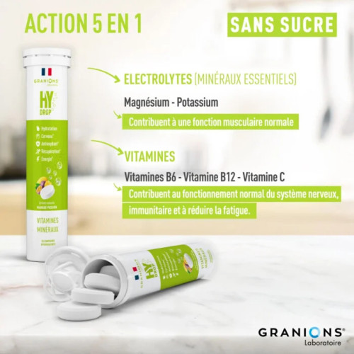 Granions HyDrop 20 Comprimés Énergie & Hydratation Mangue Passion