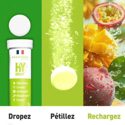 Granions HyDrop 20 Comprimés Énergie & Hydratation Mangue Passion