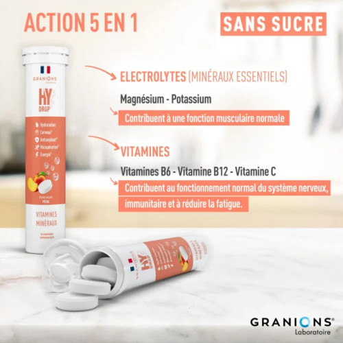 Granions HyDrop 20 Comprimés Effervescents Énergie et Hydratation