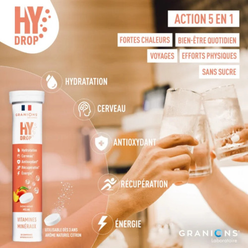 Granions HyDrop 20 Comprimés Effervescents Énergie et Hydratation