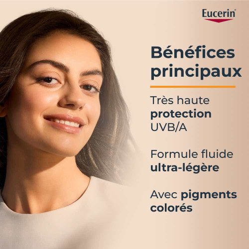 Eucerin SPF50+ : Fluide teinté léger pour peau sensible