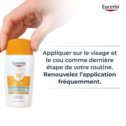 Eucerin SPF50+ : Fluide teinté léger pour peau sensible