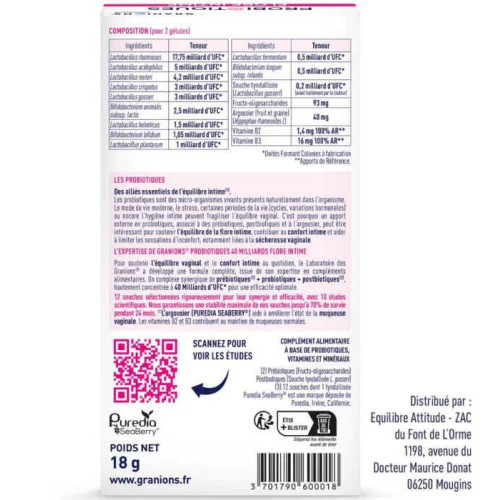 Complément ProBio GRANIONS : 40 gélules, 40M UFC pour confort intime