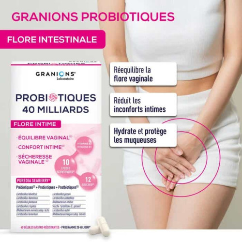 Complément ProBio GRANIONS : 40 gélules, 40M UFC pour confort intime
