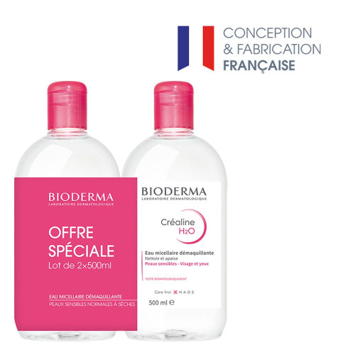 BIODERMA Créaline H2O 2x500mL - Nettoyage doux et efficace