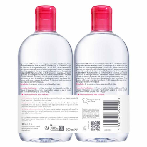 BIODERMA Créaline TS H2O 2x500ml - Nettoyage doux et efficace