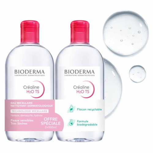 BIODERMA Créaline TS H2O 2x500ml - Nettoyage doux et efficace