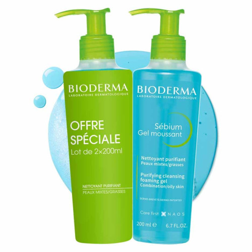 BIODERMA SEBIUM Gel Nettoyant 400ml - Purifie Peaux Grasses
