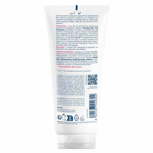 BIODERMA Créaline DS+ Gel 200mL - Apaise Rougeurs et Squames
