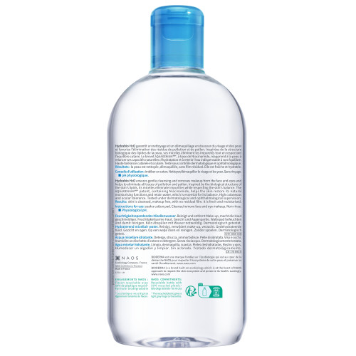 BIODERMA Hydrabio H2O 500ml - Démaquillant Hydratant sur