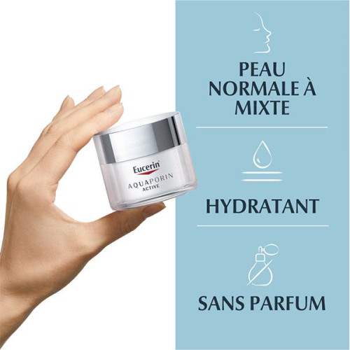 Eucerin AQUAPORIN ACTIVE 50ml - Hydratation 24h Peau Normale à Mixte
