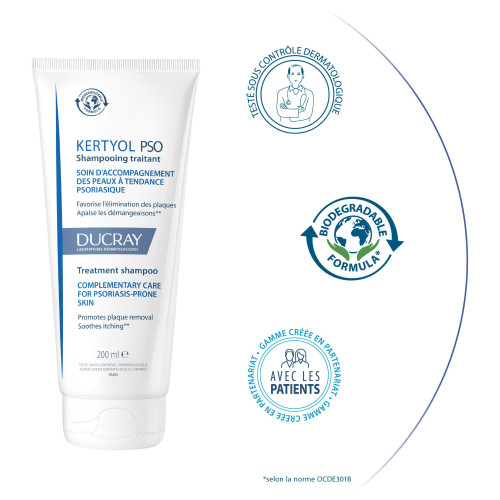Ducray Kertyol PSO 200ml - Apaise démangeaisons, élimine pellicules