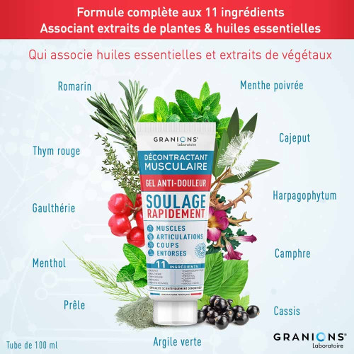 Gel GRANIONS Décontractant Musculaire 100ml - Soulage Douleurs