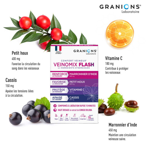 Granions Veinomix Flash 1200mg 30 Comprimés - Circulation Veineuse