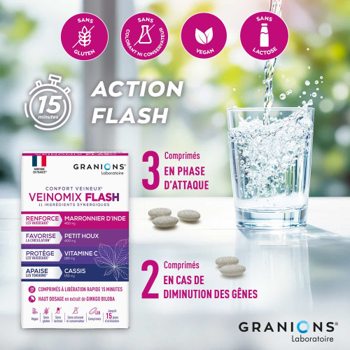 Granions Veinomix Flash 1200mg 30 Comprimés - Circulation Veineuse