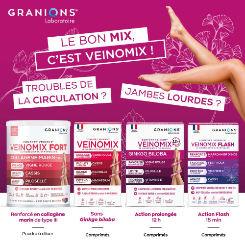 Granions Veinomix Flash 1200mg 30 Comprimés - Circulation Veineuse